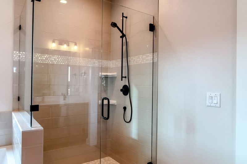 Walk-in Shower with Black Hardware